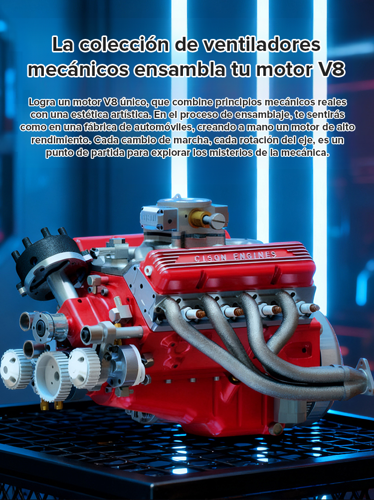 【100% Funcional】Mecanizado mediante CNC, con motor de gasolina y totalmente operativo: ¡nueva maqueta a escala de un motor V8!
