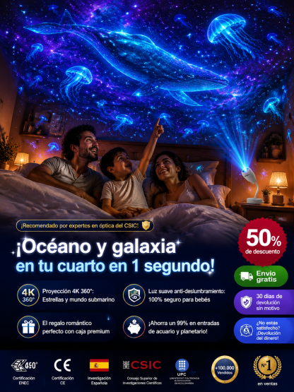 Comauo™ –  Proyector Ocean & Galaxy: Tecnología de proyección 3D en Ultra HD. ¡Crea tu propio mundo marino para tu hogar y coche en tan solo 1 segundo!