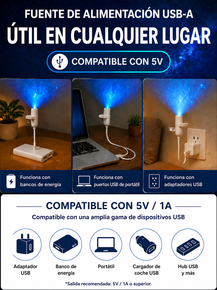Comauo™ –  Proyector Ocean & Galaxy: Tecnología de proyección 3D en Ultra HD. ¡Crea tu propio mundo marino para tu hogar y coche en tan solo 1 segundo!