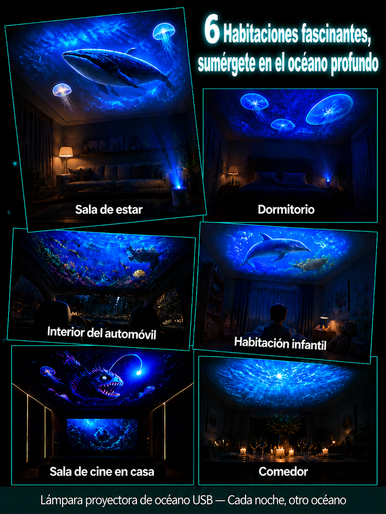 Comauo™ –  Proyector Ocean & Galaxy: Tecnología de proyección 3D en Ultra HD. ¡Crea tu propio mundo marino para tu hogar y coche en tan solo 1 segundo!