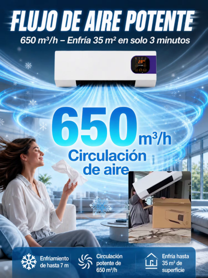 ¡Sin instalación! ¡Sin unidad exterior! Enfría toda la habitación en solo 3 minutos. Nuevo aire acondicionado portátil mejorado. Frío y calor.