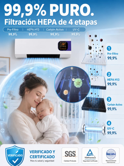 ¡Sin instalación! ¡Sin unidad exterior! Enfría toda la habitación en solo 3 minutos. Nuevo aire acondicionado portátil mejorado. Frío y calor.