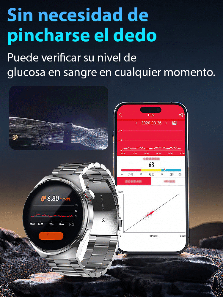 【¡Adiós a los Pinchazos!】Reloj Alemán de Glucosa: Medición Sin Dolor 5 en 1