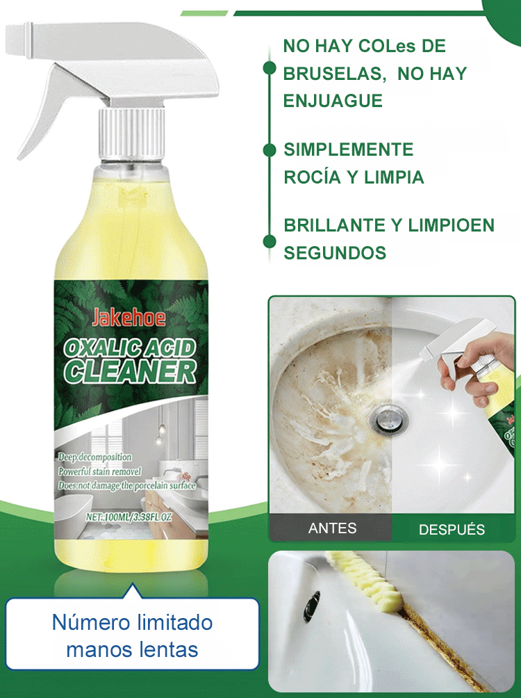 ✨¡Nada de fregar más! 🧼¡Elimina la cal acumulada durante ¡10 años en solo 3 segundos! Limpiador de ácido oxálico