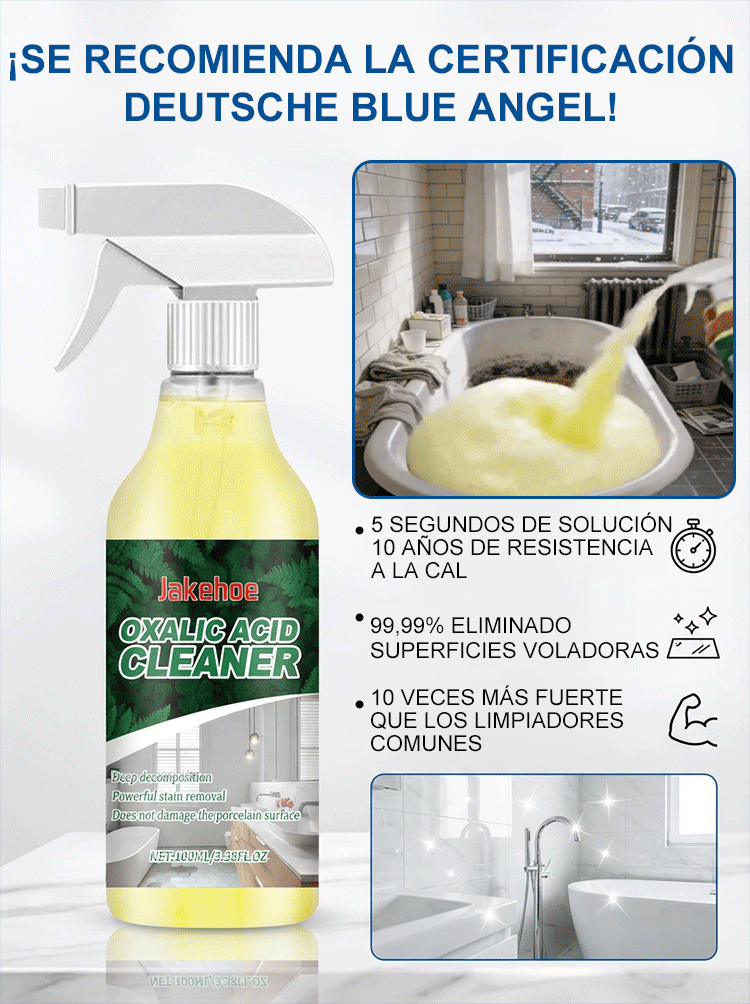 ✨¡Nada de fregar más! 🧼¡Elimina la cal acumulada durante ¡10 años en solo 3 segundos! Limpiador de ácido oxálico