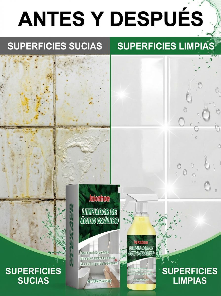 ✨¡Nada de fregar más! 🧼¡Elimina la cal acumulada durante ¡10 años en solo 3 segundos! Limpiador de ácido oxálico