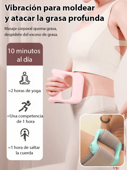 【¡Quema grasa rápido sin hacer ejercicio!】Rodillo masajeador con vibración para tensar la fascia