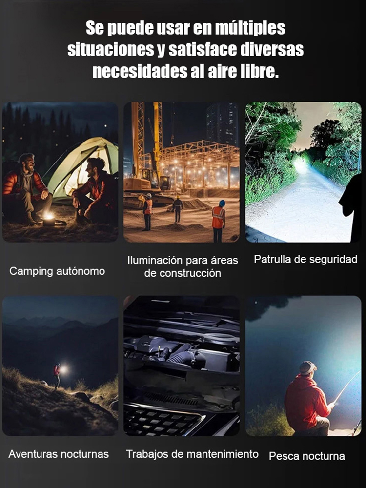 【Mini linterna de 6000 lúmenes】¡Power bank, linterna y luz de emergencia SOS… todo en uno! 🔦⚡🚨