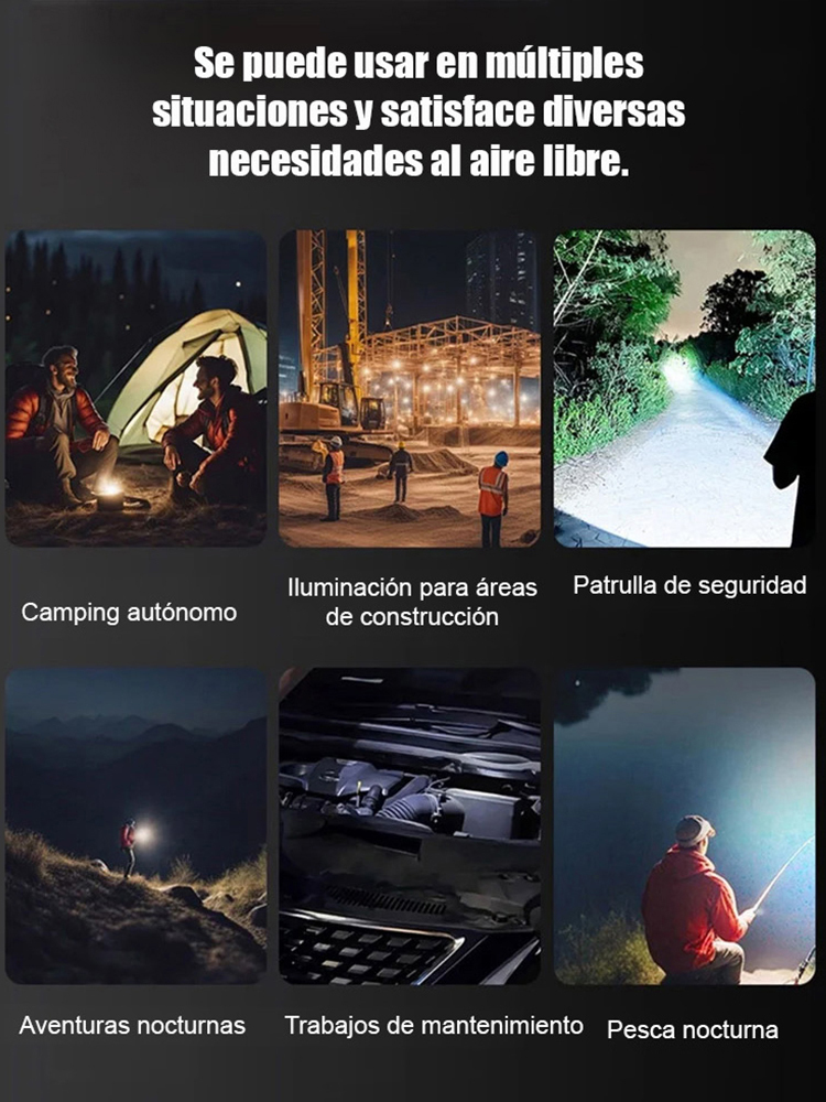 【Mini linterna de 6000 lúmenes】¡Power bank, linterna y luz de emergencia SOS… todo en uno! 🔦⚡🚨