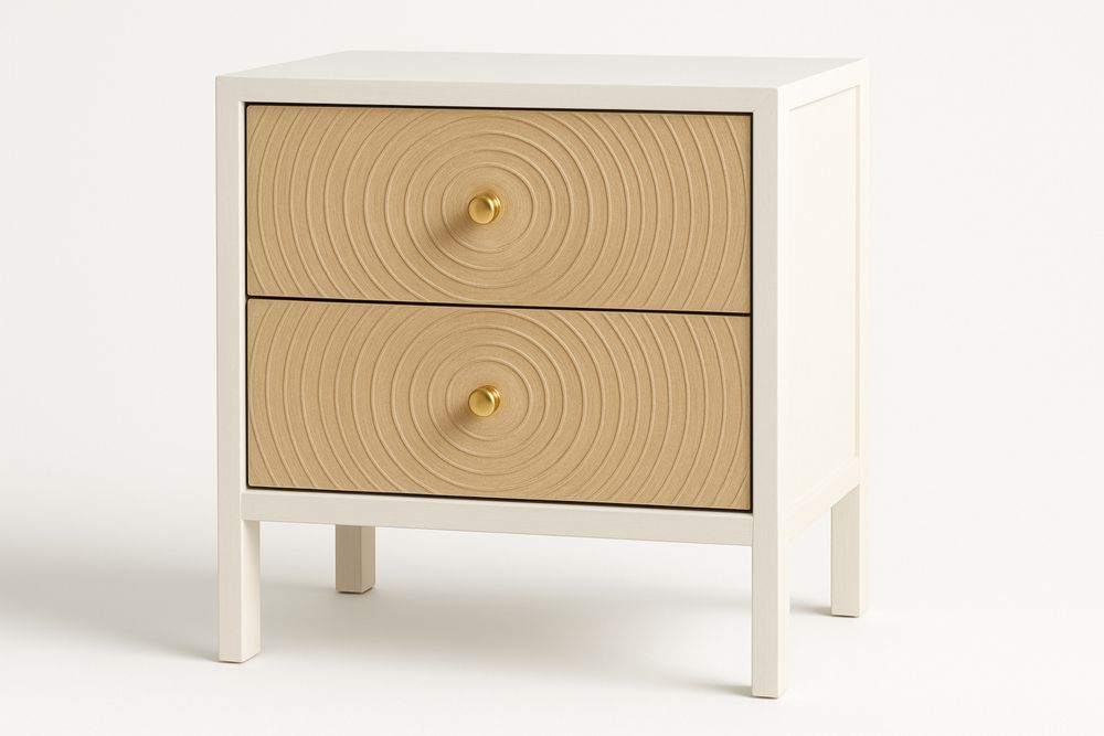 Nachttisch mit 2 Schubladen Holz Beige/Weiß 50x40x60cm