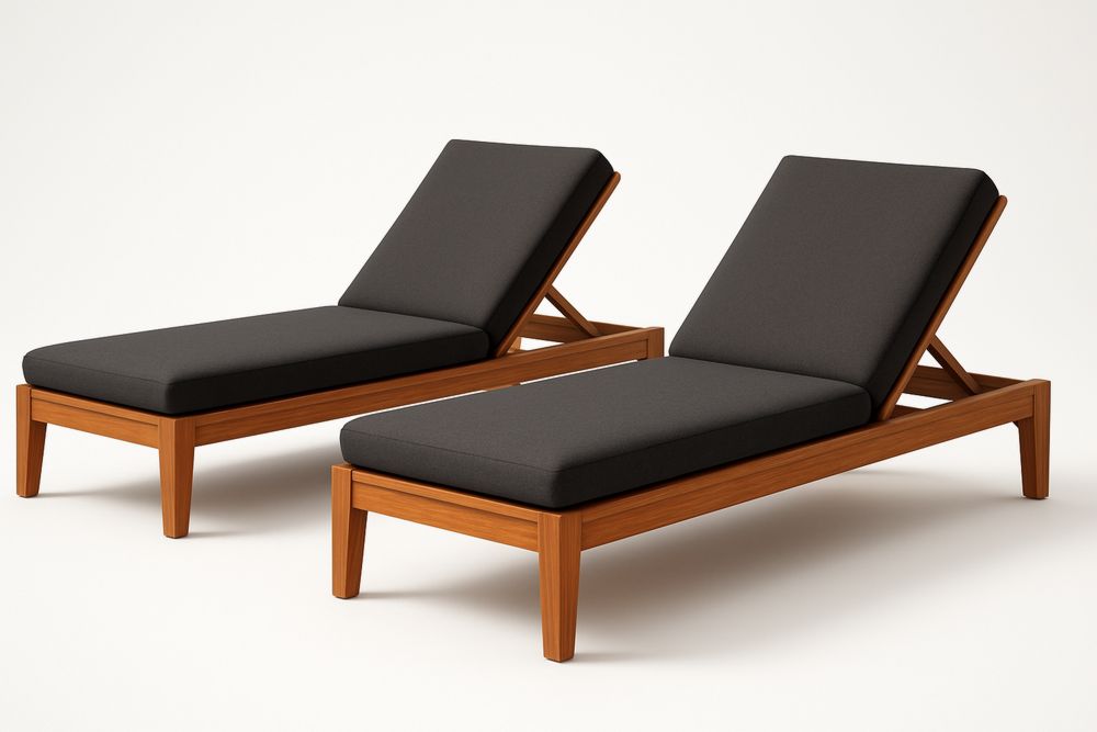 Holz Gartenliege Set mit Polyesterkissen Dunkelgrau 200cm x 70cm x 35cm