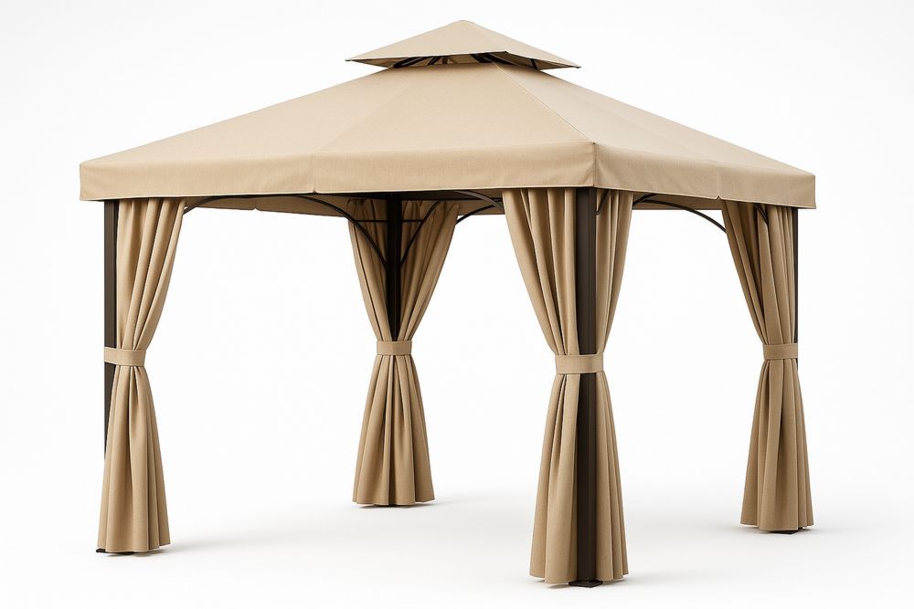 Outdoor-Pavillon mit Stahlrahmen und Polyesterbezug in Beige 300cm x 400cm x 270cm