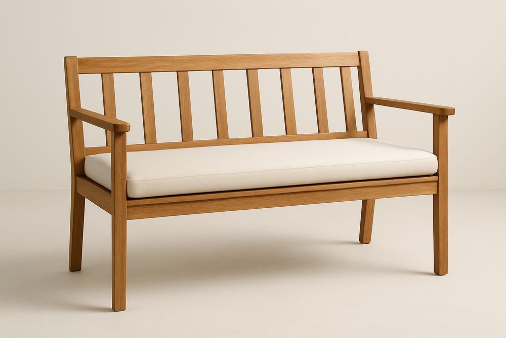 Eiche Bank mit Kissen 120cm Natur Beige