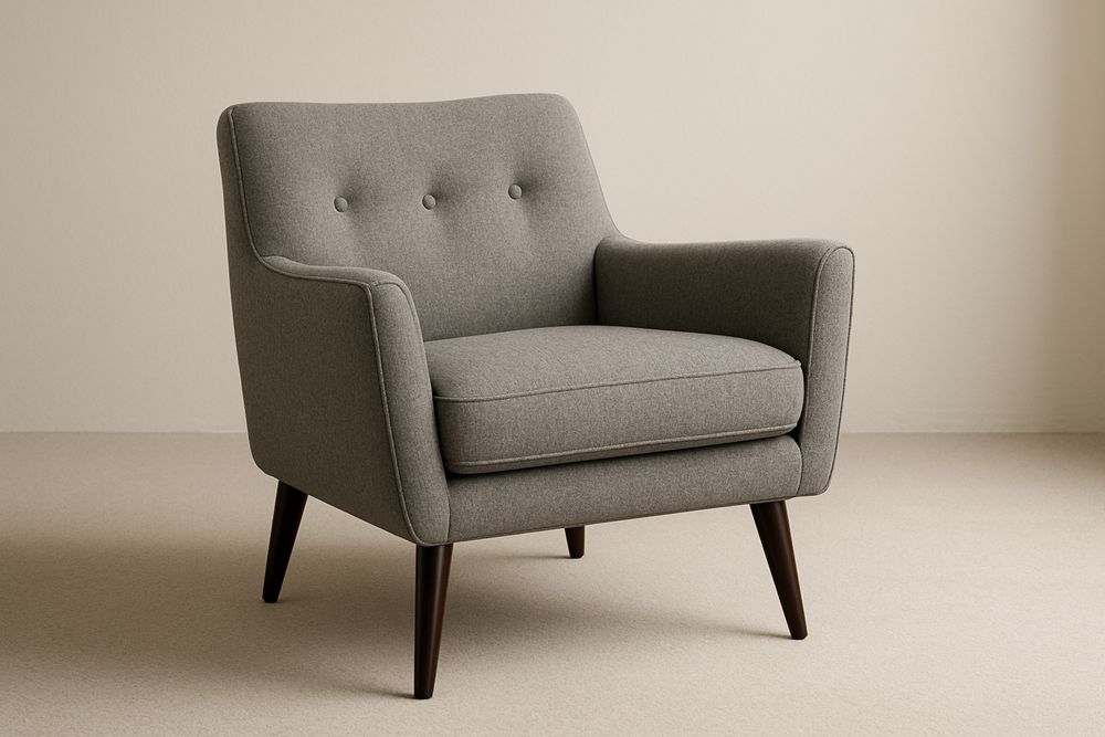 Grau Stoffpolstersessel mit Holzbeinen 75x80x85 cm