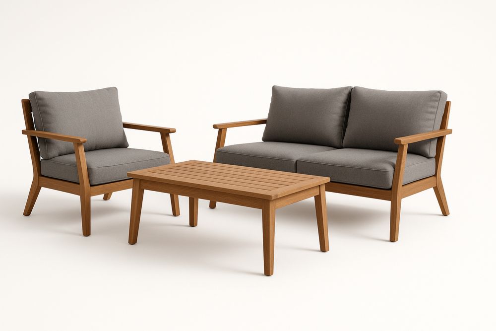 Gartenmöbelset Akazienholz Polyester Grau