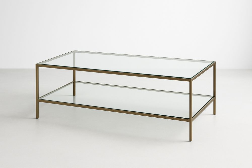 Rechteckiger Couchtisch aus gehärtetem Glas mit Metallgestell 120x60x40 cm