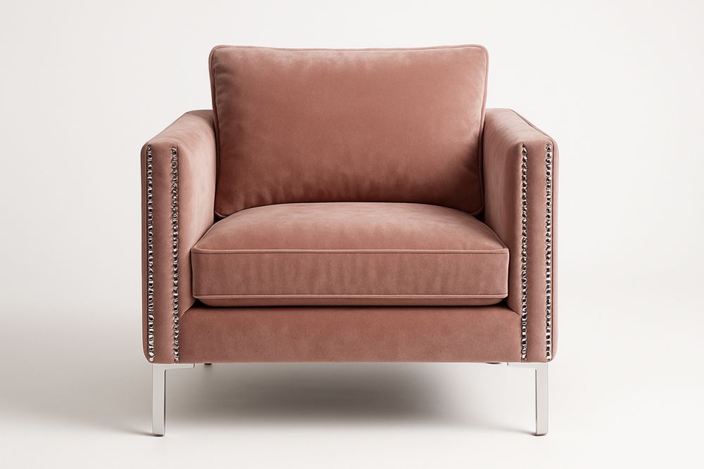 Samt Sessel mit Edelstahlbeinen Rosa 75x85x90 cm