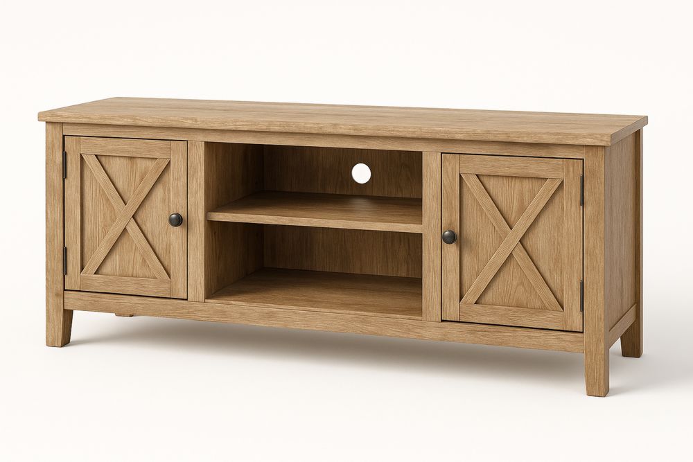 TV-Schrank Eiche Furnier Holz 152cm x 40cm x 60cm