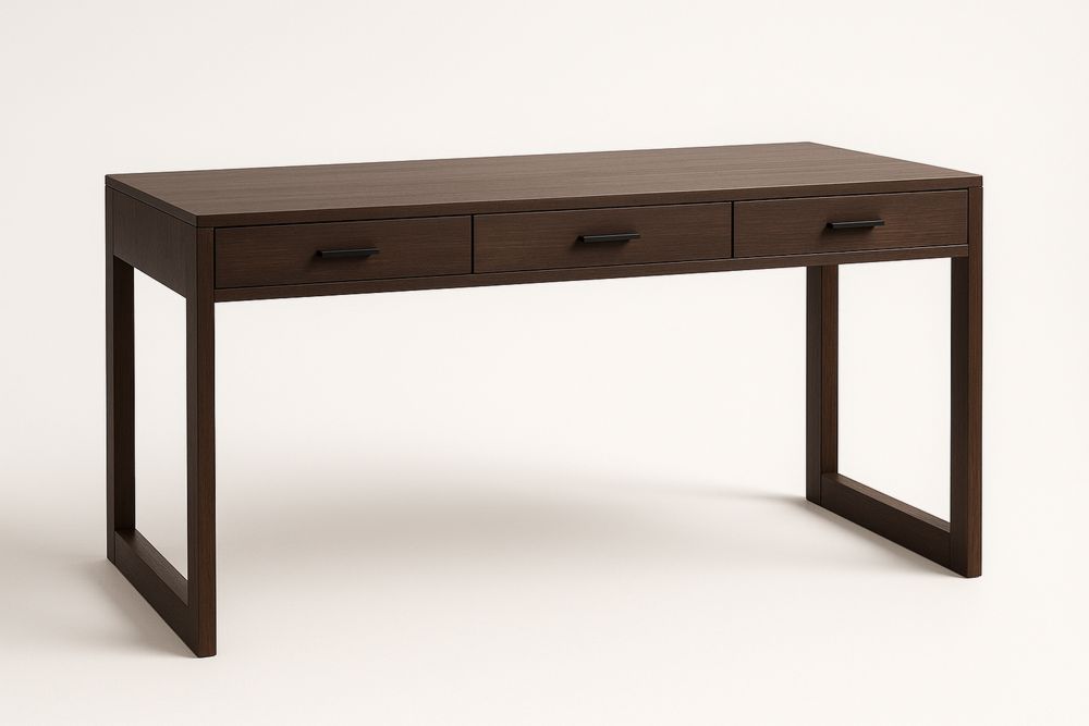 Schreibtisch Holz Dunkelbraun mit Schubladen