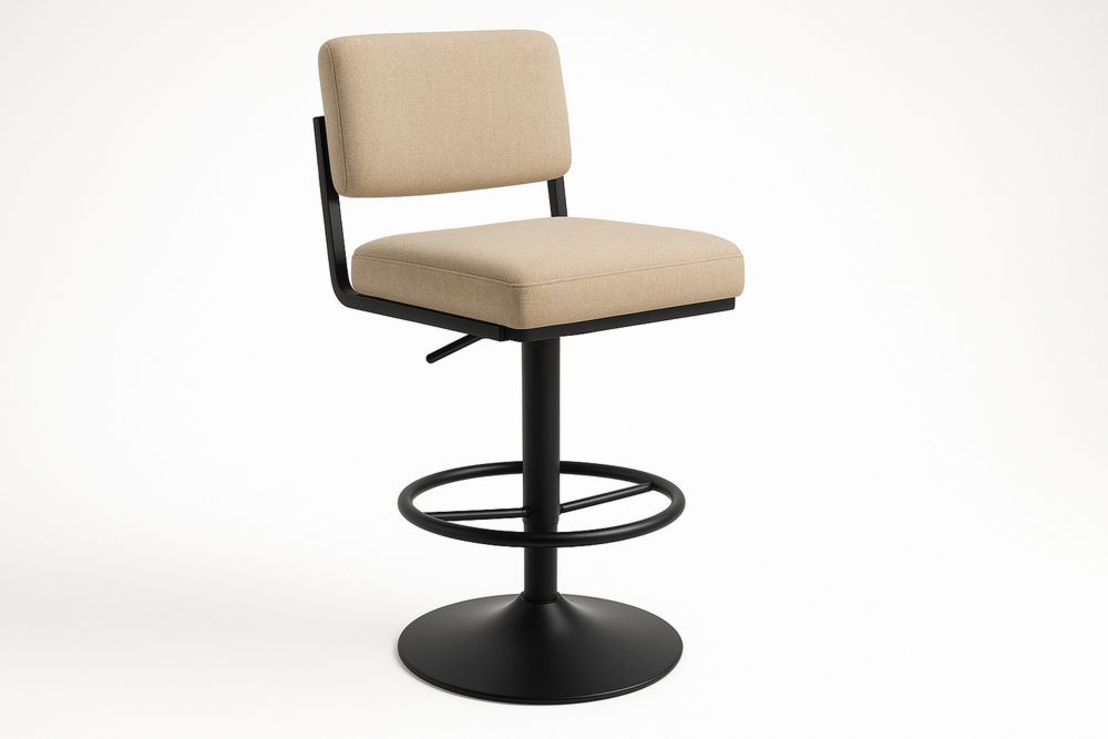 Drehbarer Barhocker mit Stoffbezug und Metallrahmen Beige/Schwarz