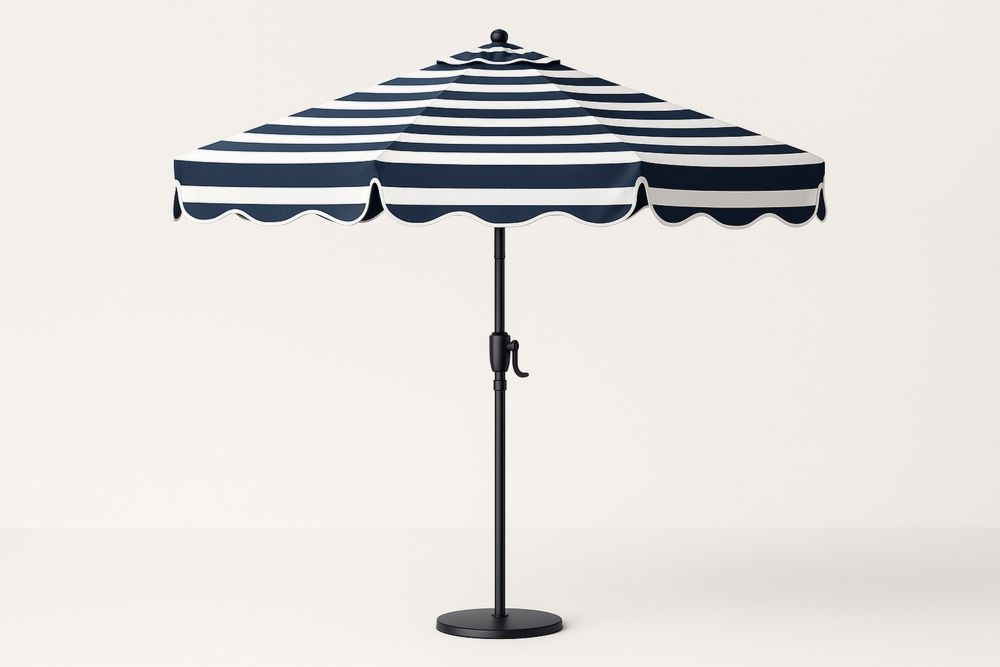 Gestreifter Sonnenschirm aus Polyester 200cm Stahl Schwarz