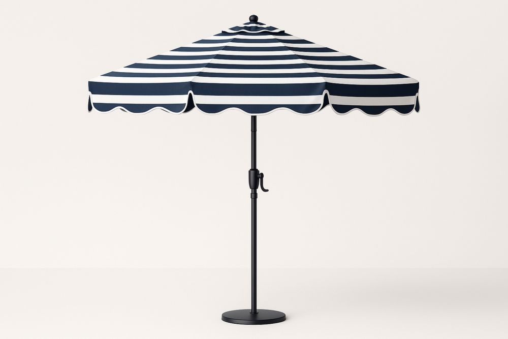 Gestreifter Sonnenschirm aus Polyester 200cm Stahl Schwarz