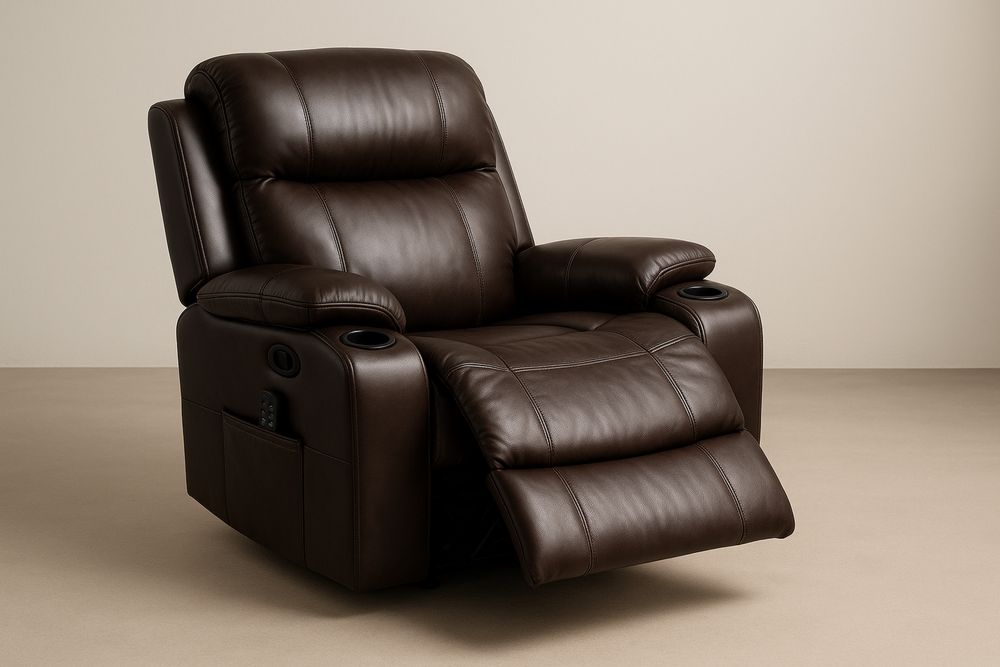 Liegesessel verstellbar Leder Dunkelbraun 90cm x 100cm x 110cm