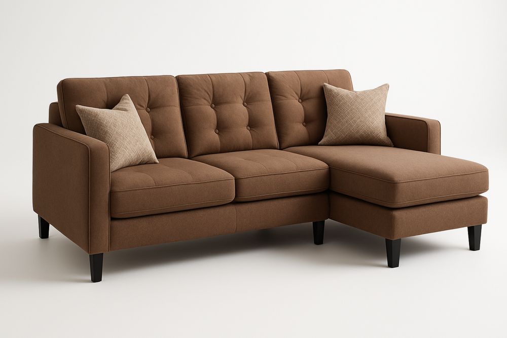 Ecksofa Textil dreisitzig Braun