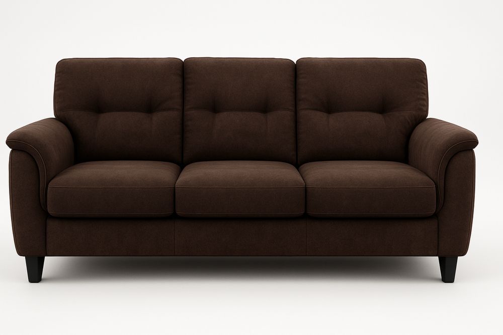 Dreier-Sofa Braun Stoff Schaumstoff Holz 200cm