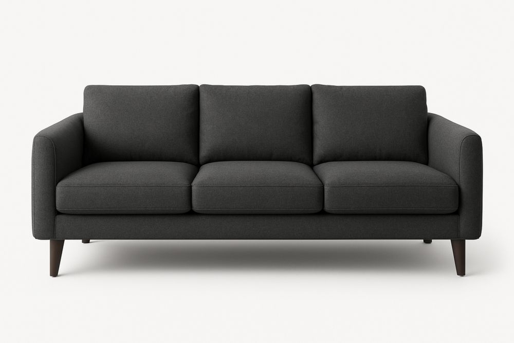 Dreiersofa Stoff Schwarz 200 cm