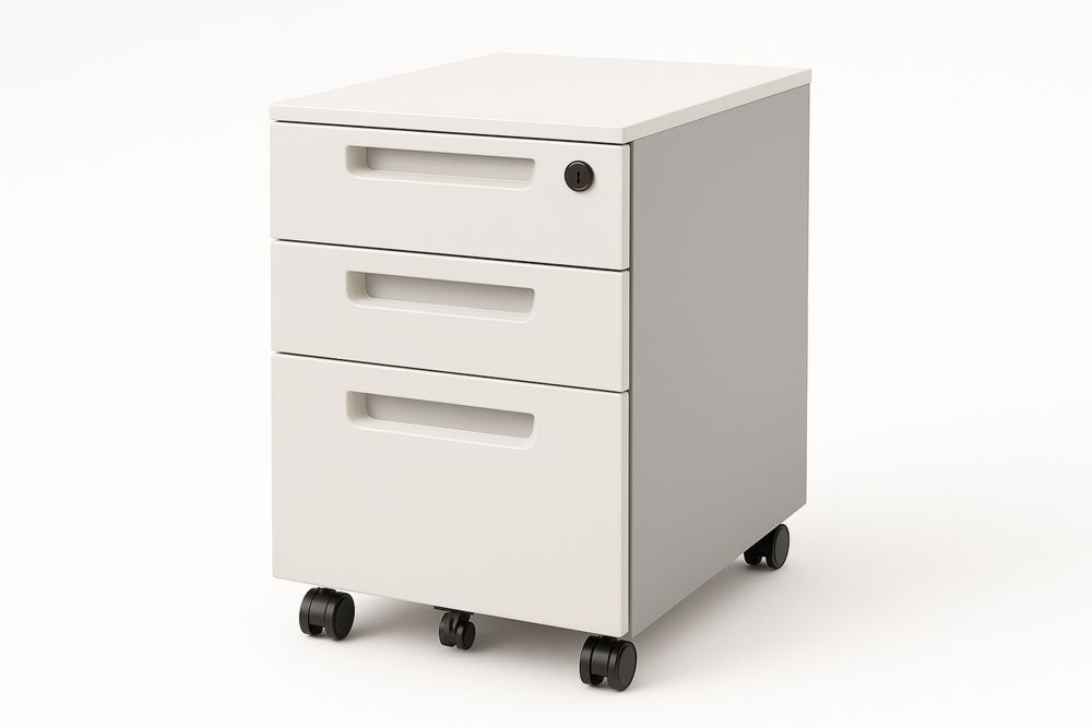 Rollcontainer mit 3 Schubladen aus Stahl in Weiß 40cm x 50cm x 60cm