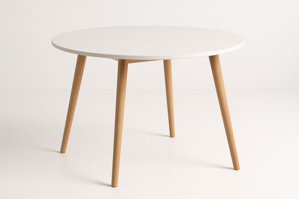 Runder Esstisch 90 cm Holz Weiß Eiche