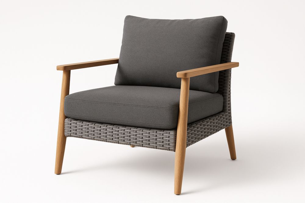 Holzrahmen Stuhl mit Polyestergarn bequemen Kissen Grau