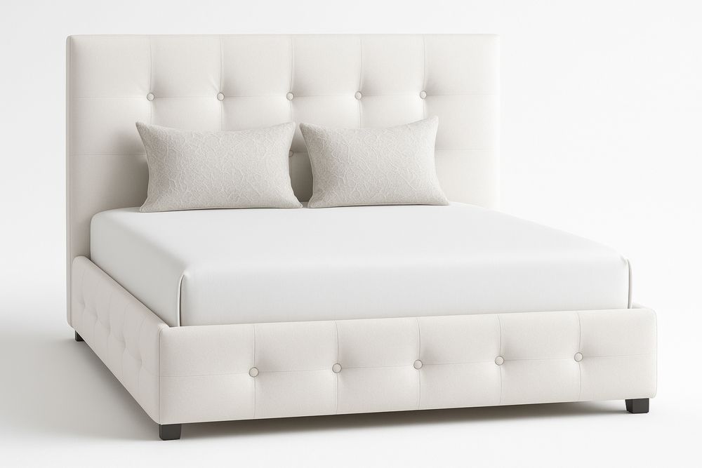 Polsterbett mit Kopfteil 200x180 cm Textil Weiß