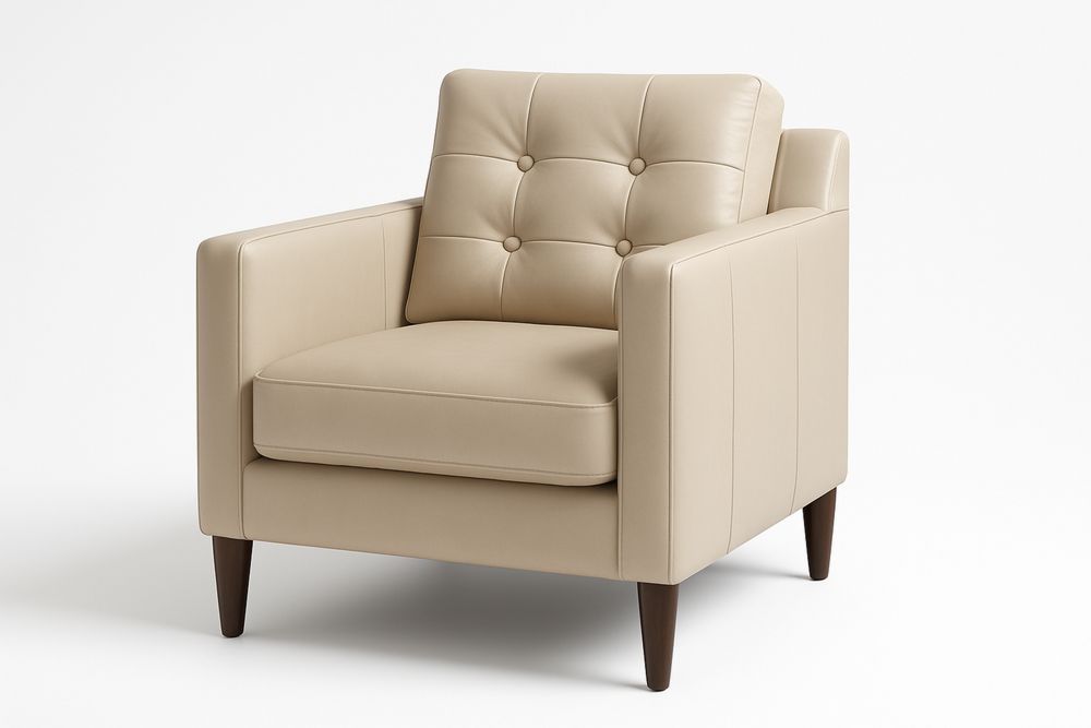 Beiger Echtledersessel 90x85x80cm