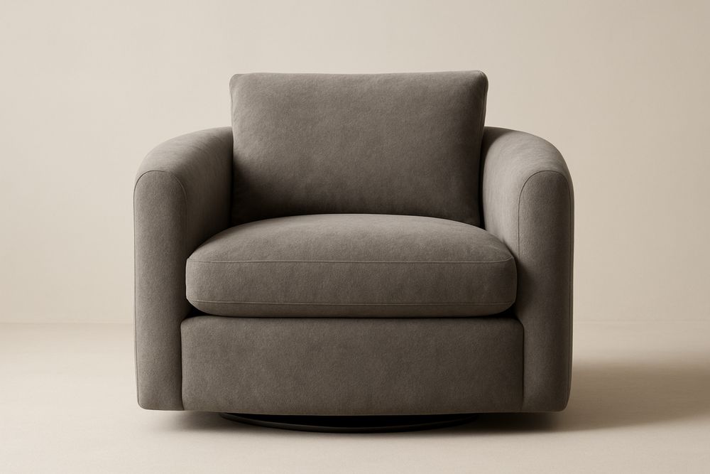 Drehsessel aus Polyester Braun 90x90x80cm