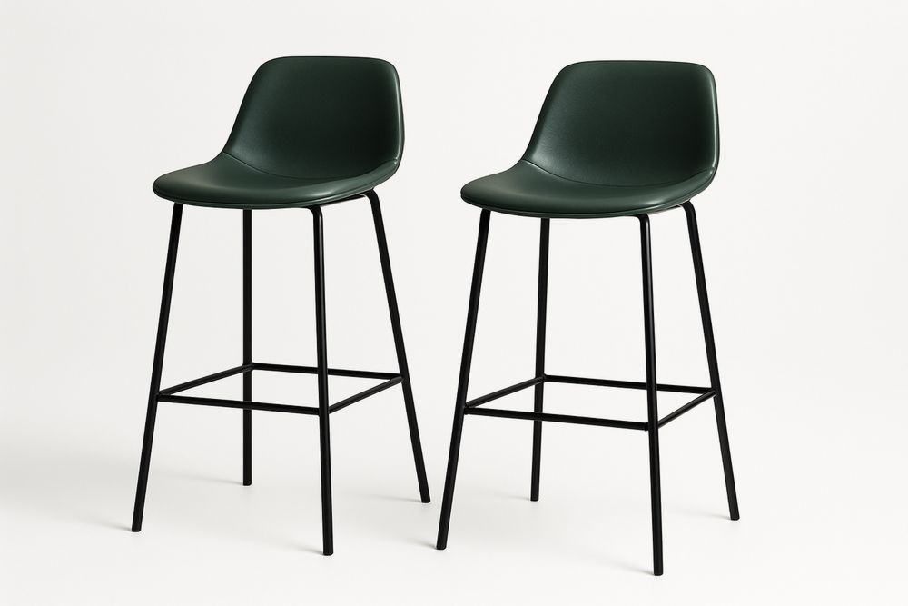 2er Set Barhocker PU-Leder Sitz Schwarz Rahmen Grün