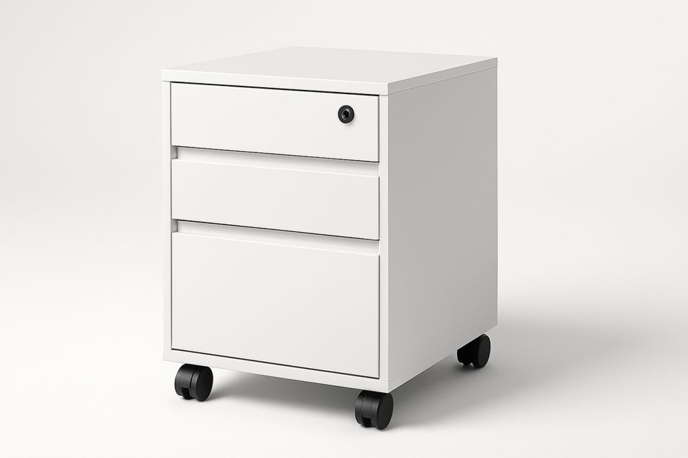 Rollcontainer mit 3 Schubladen aus MDF Weiß