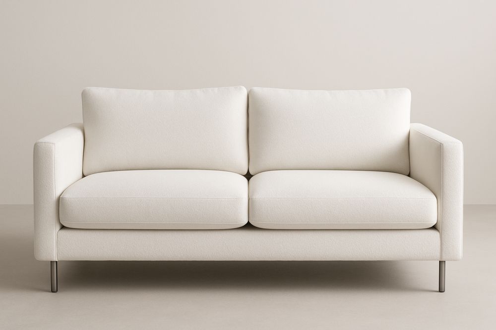 Zweisitzersofa Metallbeine Textilgewebe Weiß 160cm