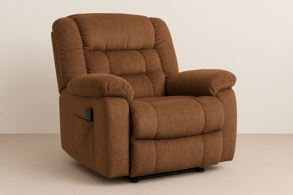 Brauner Elektrisch Verstellbarer Polstersessel 102cm Höhe 94cm Breite 97cm Tiefe