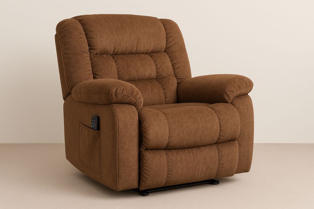 Brauner Elektrisch Verstellbarer Polstersessel 102cm Höhe 94cm Breite 97cm Tiefe