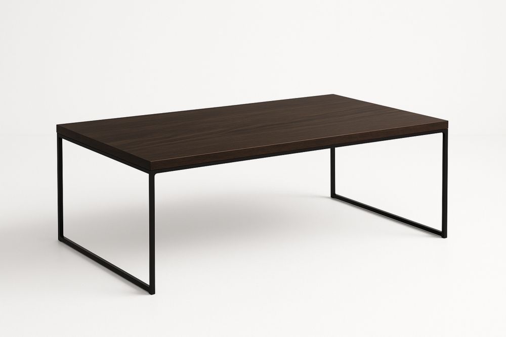 Rechteckiger Walnuss Couchtisch 110x60cm mit Metallbeinen