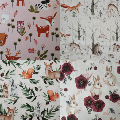 Applique murale semi-circulaire, abat-jour en pur coton à motif animalier