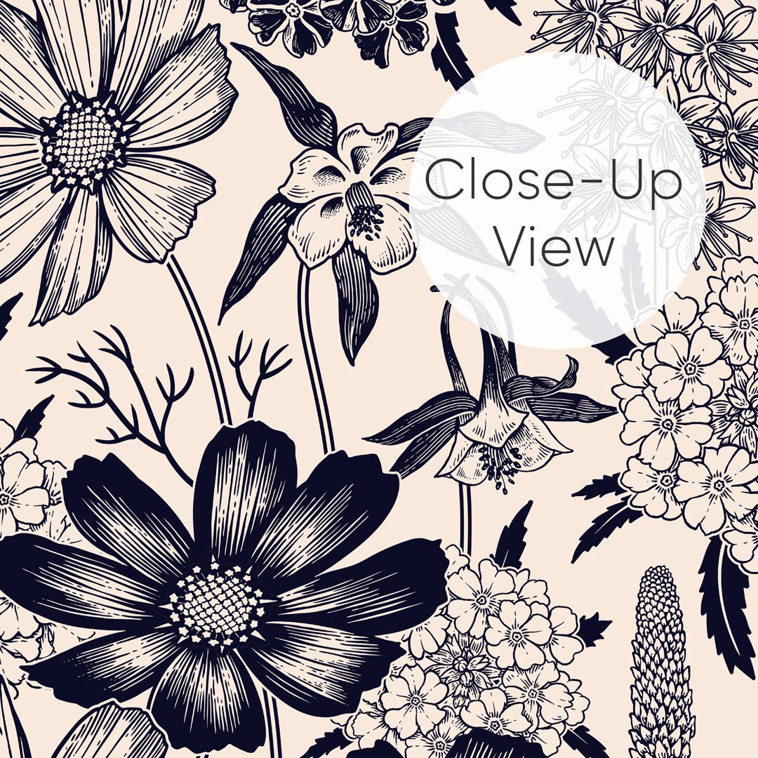 Papier peint à fleurs sauvages beige et noir