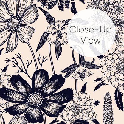 Papier peint à fleurs sauvages beige et noir