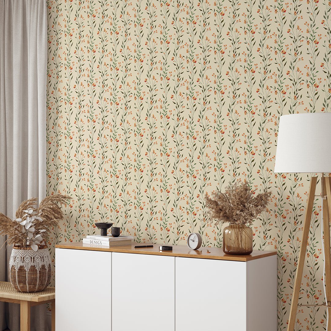 Papier peint à mini-fleurs jaunes