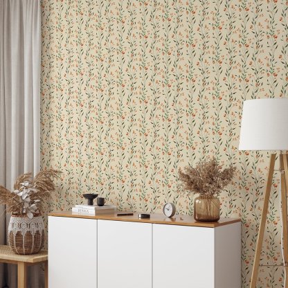 Papier peint à mini-fleurs jaunes