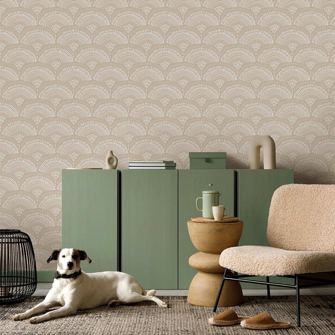 Papier peint éventail africain beige