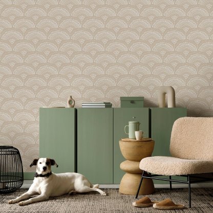 Papier peint éventail africain beige