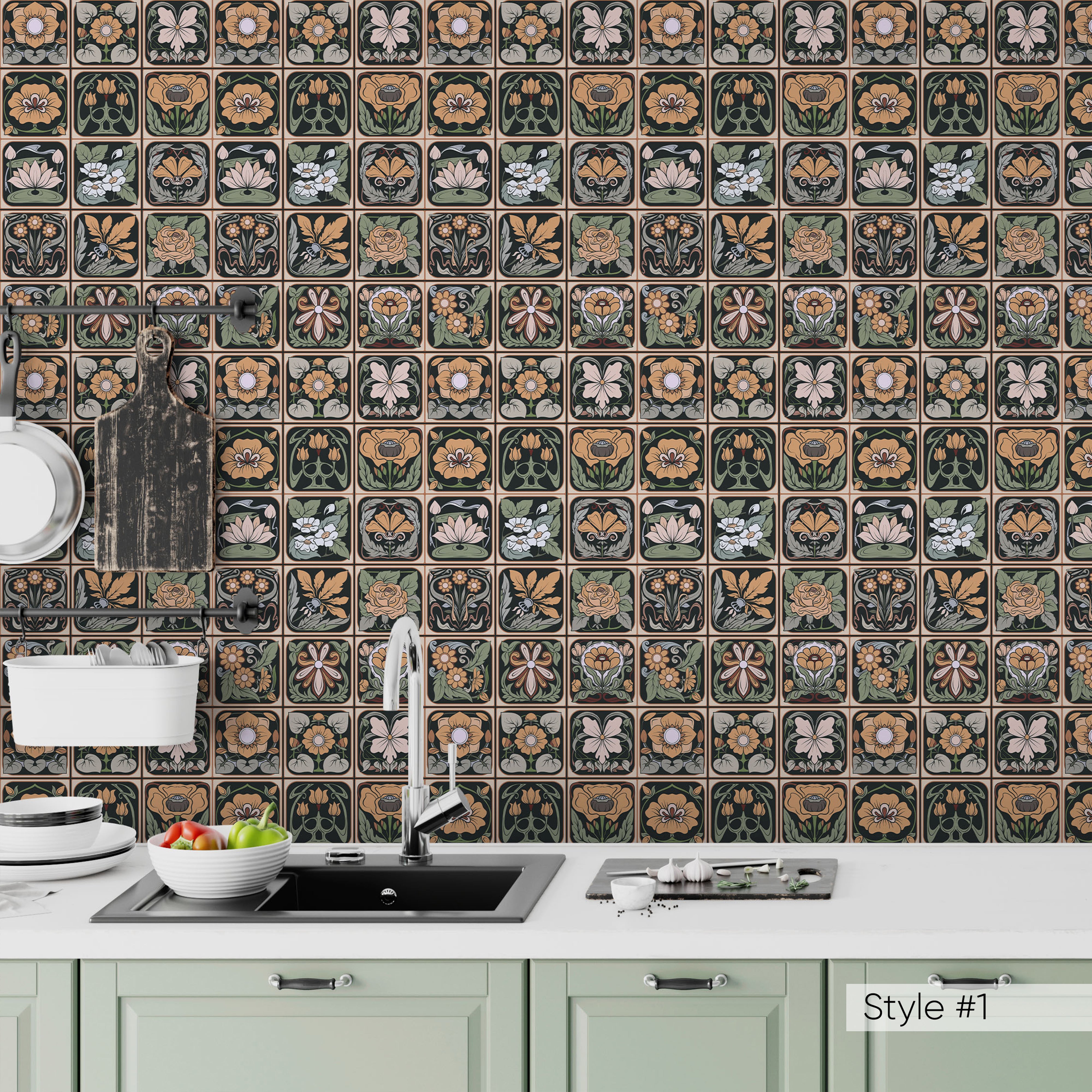 Papier peint vintage à motifs floraux